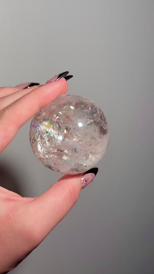 HQ rainbow clear quartz sphere