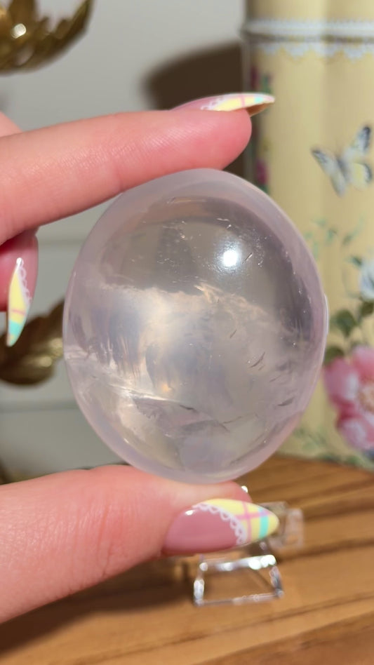 Gemmy star rose quartz palmstone 30B