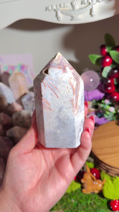 Unique purple and blue pink amethyst tower from Brazil