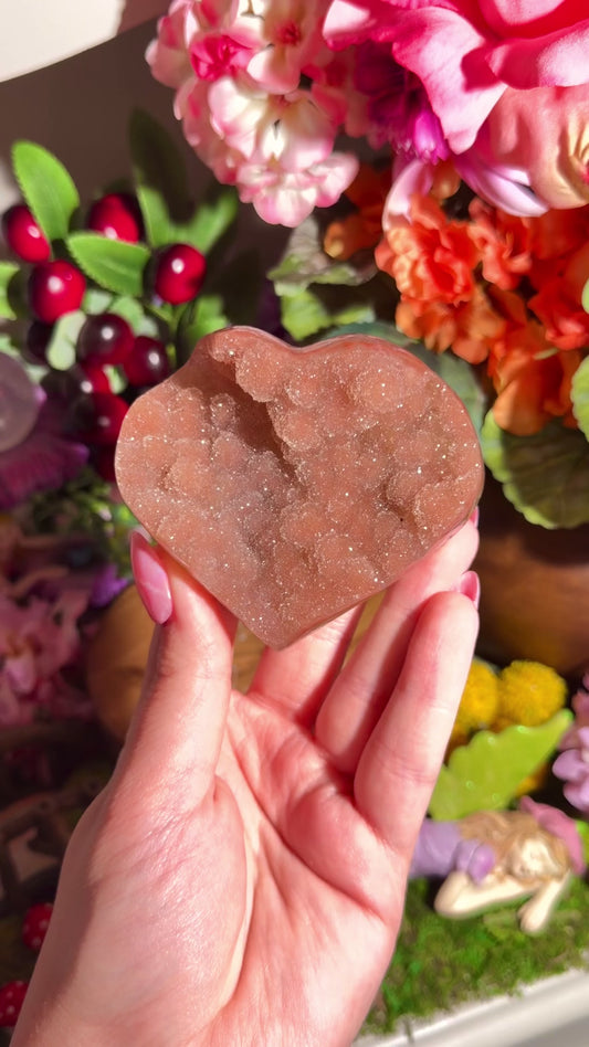 Peachy rainbow amethyst heart from Brazil