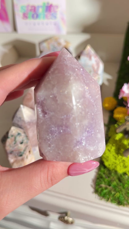 Pastel lilac pink amethyst tower from Brazil