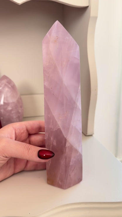 XL Purple rose quartz tower