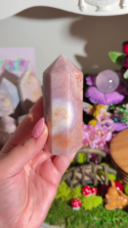Pink "nebula" amethyst tower from Brazil