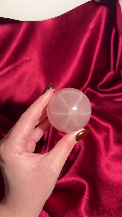 Star rose quartz sphere from Madagascar