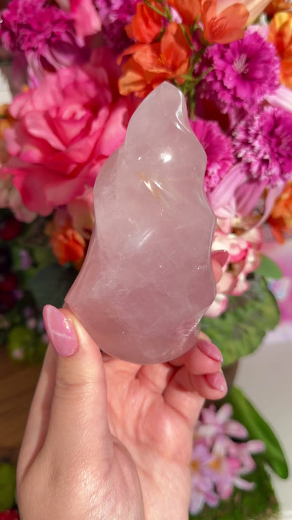 Gemmy star rose quartz flame
