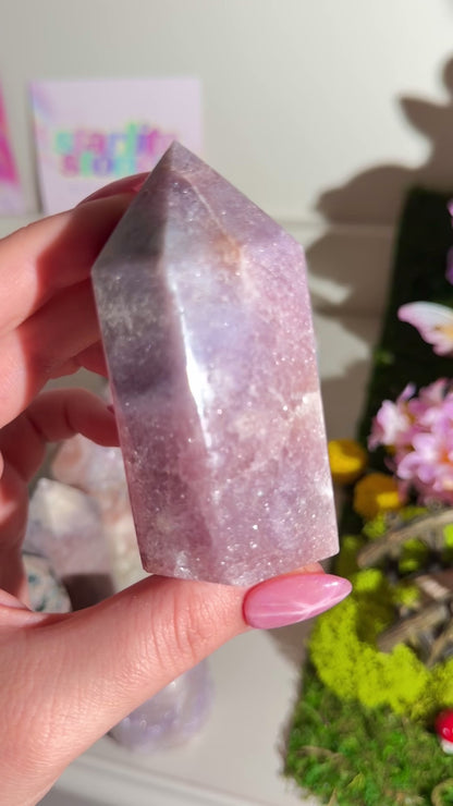 Sparkly purple pink amethyst tower from Brazil