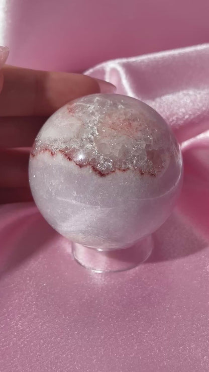 Pastel sparkly pink Brazilian pink amethyst sphere