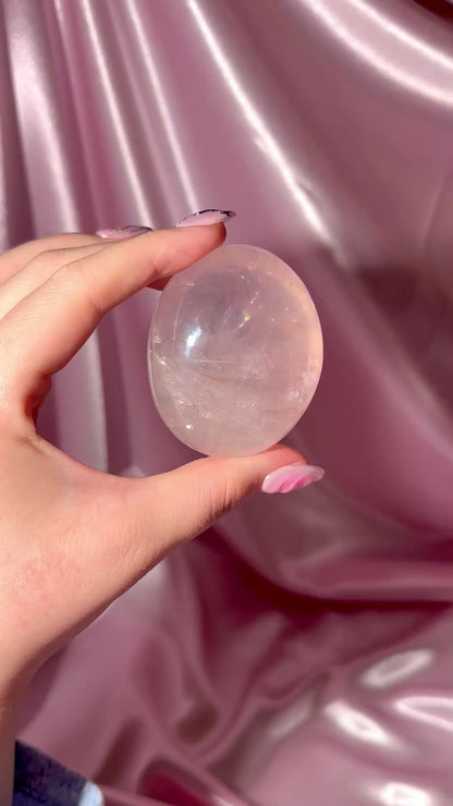 Gemmy star rose quartz palmstone (B)