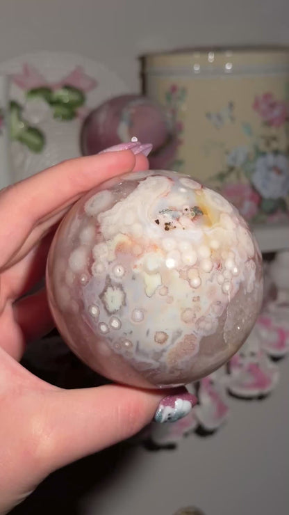 Statement flower agate sphere