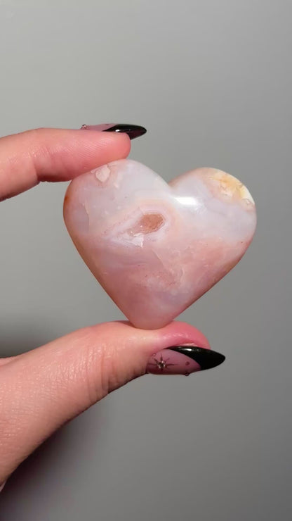 Carnelian x flower agate heart
