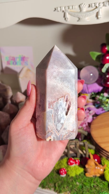 Unique purple and blue pink amethyst tower from Brazil