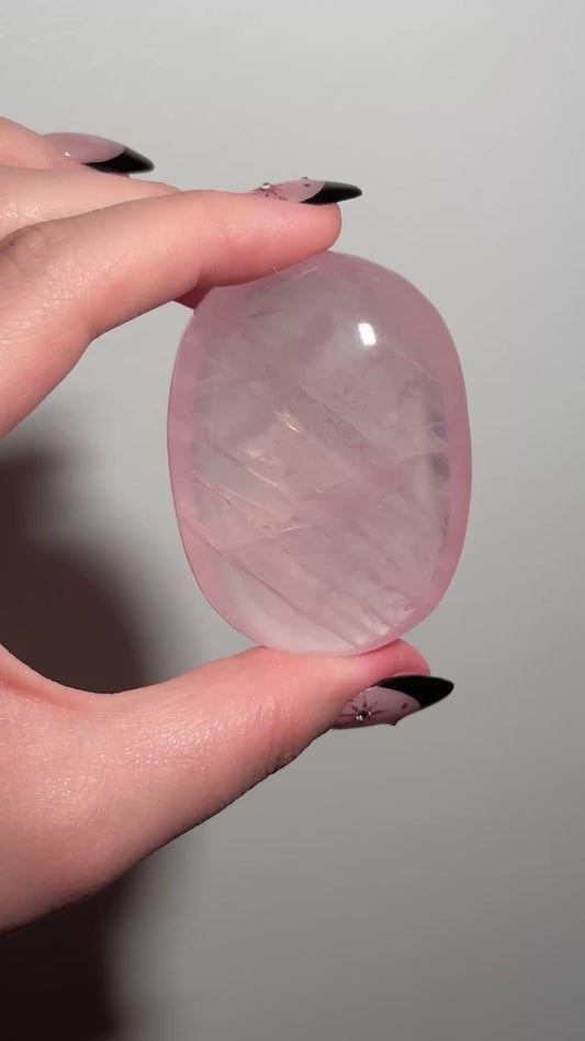 Gemmy star rose quartz palmstone  (A)