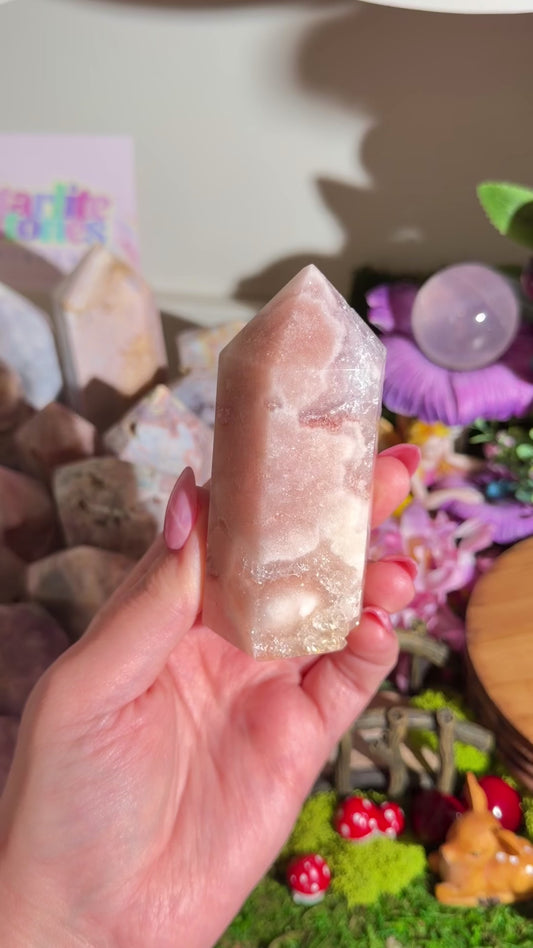 Peachy pink amethyst tower from Brazil