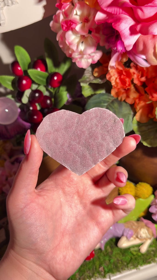Pastel purple rainbow amethyst heart from Brazil