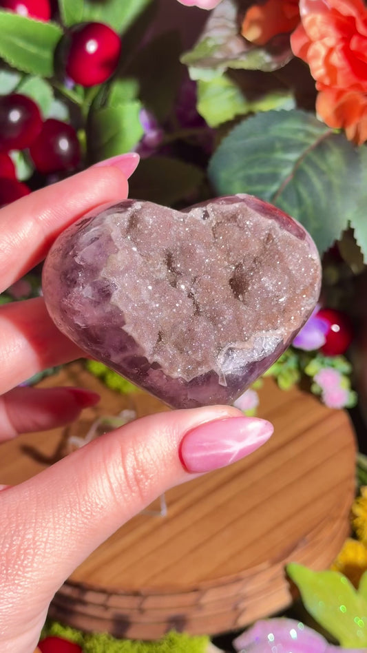 Moody purple rainbow amethyst heart from Brazil