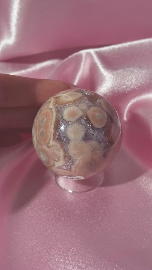 Brazilian pink amethyst x flower agate sphere