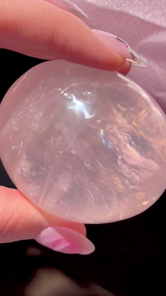 Gemmy star rose quartz palmstone (B)