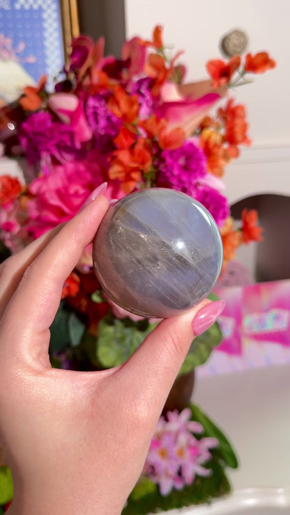 Moody dark blue rose quartz sphere