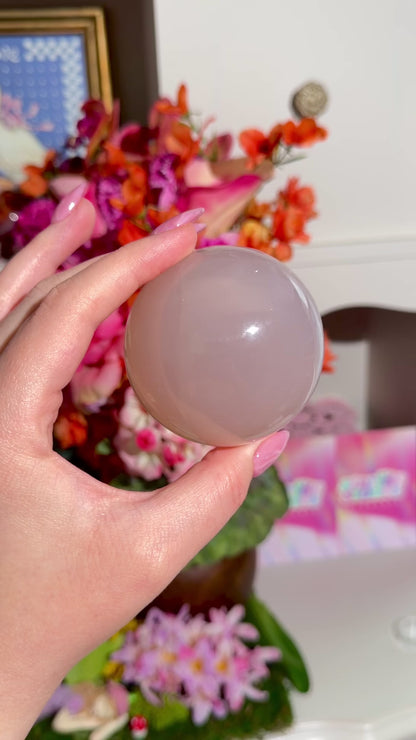 Peach 12-ray star rose quartz sphere