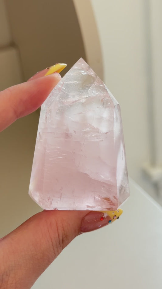 HQ Brazilian rose quartz mini tower