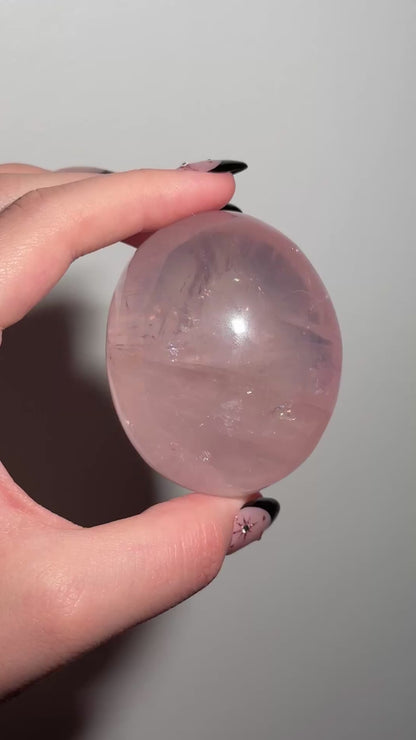 Gemmy star rose quartz palmstone (B)
