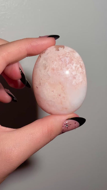 Carnelian x flower agate palmstone