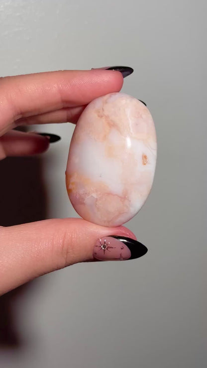 Carnelian x flower agate palmstone