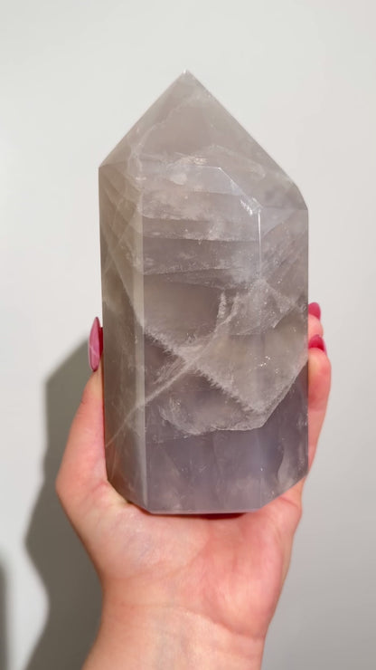 Ethereal Blue rose quartz tower