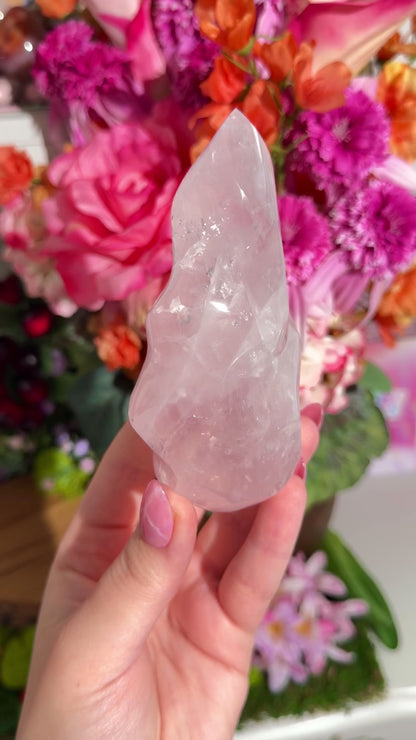 Gemmy star rose quartz flame